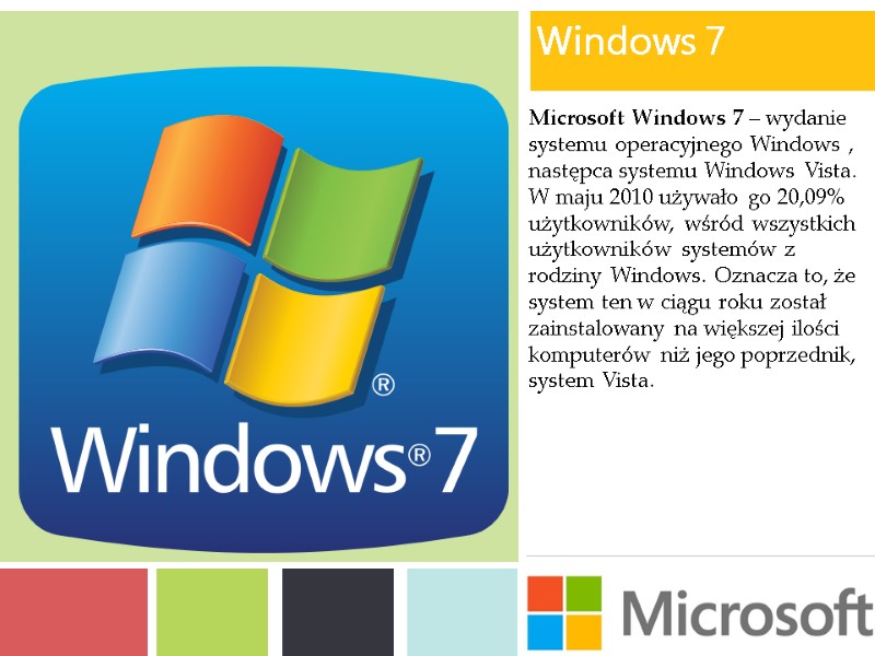 Windows 7  Microsoft Windows 7 – wydanie systemu operacyjnego Windows , następca systemu